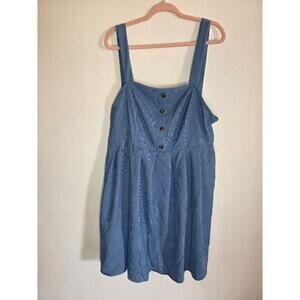 Blue corduroy jumper style dress by Finjani